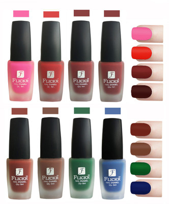 

Flickr Velvet Matte Nail Polish Combo Pink,Red,Reddish Maroon,Maroon,Nude,Brown,Green,Blue(Pack of 8)