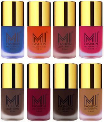 

MI Fashion Unique Velvet Matte Nail Polish Sets Cosmetics Nail Paint Navy Blue,Orange,Maroon,Pink,Coffee,Mauve,Dark Brown,Dark Nude(Pack of 8)