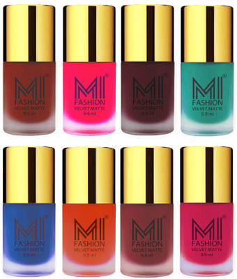 

MI Fashion Unique Velvet Matte Nail Polish Sets Cosmetics Nail Paint Red,Neon Pink,Red Wine,Sky Blue,Navy Blue,Orange,Maroon,Pink(Pack of 8)