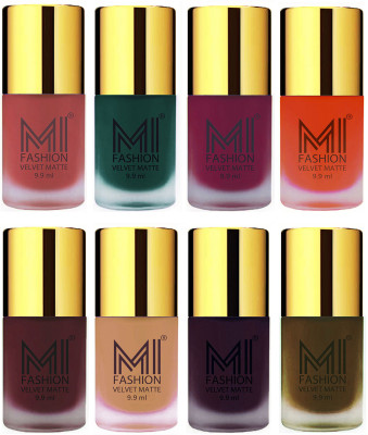 

MI Fashion Unique Velvet Matte Nail Polish Sets Cosmetics Nail Paint Light Peach,Dark Green,Magenta,Orange,Red Wine,Nude,Dark Purple,Olive Brown(Pack of 8)