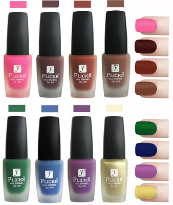 

Flickr Velvet Matte Nail Polish Combo Pink,Maroon,Nude,Brown,Green,Blue,Purple,Golden(Pack of 8)
