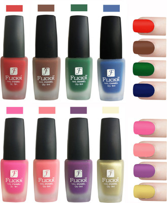 

Flickr Velvet Matte Nail Polish Combo Red,Brown,Green,Blue,Pink,Peach,Purple,Golden(Pack of 8)