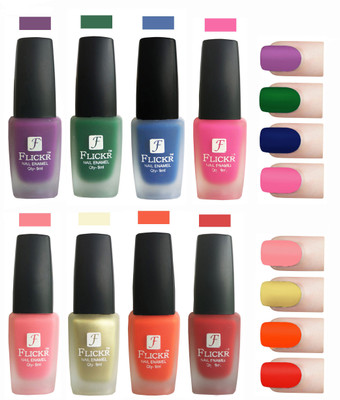 

Flickr Velvet Matte Nail Polish Combo Purple,Green,Blue,Pink,Peach,Golden,Orange,Red(Pack of 8)
