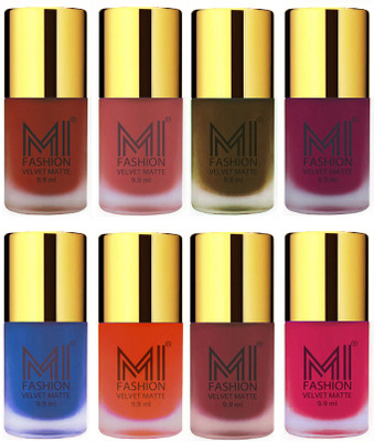 

MI Fashion Unique Velvet Matte Nail Polish Sets Cosmetics Nail Paint Cherry Red,Light Peach,Olive Brown,Magenta,Navy Blue,Orange,Maroon,Pink(Pack of 8)