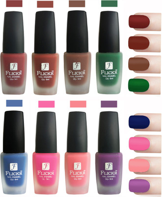 

Flickr Velvet Matte Nail Polish Combo Reddish Maroon,Nude,Brown,Green,Blue,Pink,Peach,Purple(Pack of 8)