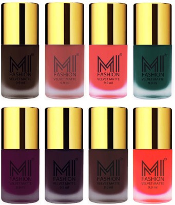 

MI Fashion Unique Velvet Matte Nail Polish Sets Cosmetics Nail Paint Dark Brown,Light Peach,Neon Orange,Dark Green,Purple,Dark Purple,Wine,Orange(Pack of 8)