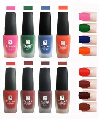 

Flickr Velvet Matte Nail Polish Combo Pink,Green,Blue,Orange,Red,Reddish Maroon,Maroon,Nude(Pack of 8)