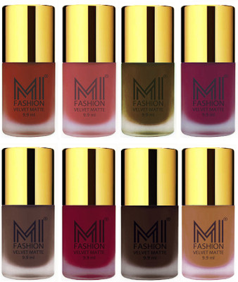 

MI Fashion Unique Velvet Matte Nail Polish Sets Cosmetics Nail Paint Cherry Red,Light Peach,Olive Brown,Magenta,Coffee,Mauve,Dark Brown,Dark Nude(Pack of 8)