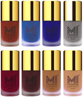 

MI Fashion Unique Velvet Matte Nail Polish Sets Cosmetics Nail Paint Cherry Red,Navy Blue,Royal Blue,Grey,Mauve,Red Wine,Dark Nude,Nude(Pack of 8)