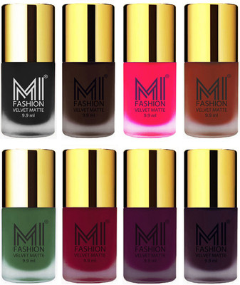 

MI Fashion Unique Velvet Matte Nail Polish Sets Cosmetics Nail Paint Black,Dark Brown,Neon Pink,Cherry Red,Green,Mauve,Purple,Dark Purple(Pack of 8)