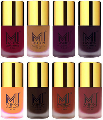 

MI Fashion Unique Velvet Matte Nail Polish Sets Cosmetics Nail Paint Mauve,Dark Nude,Purple,Dark Purple,Saffron Orange,Dark Brown,Cherry Red,Maroon(Pack of 8)