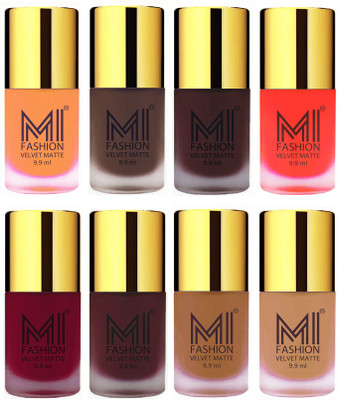 

MI Fashion Unique Velvet Matte Nail Polish Sets Cosmetics Nail Paint Saffron Orange,Coffee,Wine,Orange,Mauve,Red Wine,Dark Nude,Nude(Pack of 8)