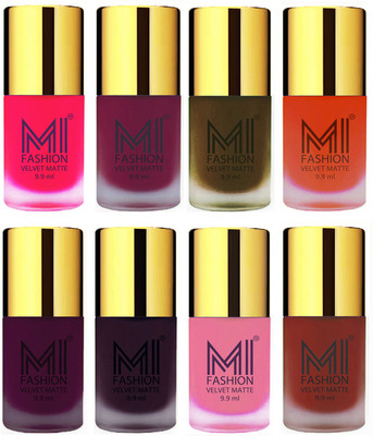 

MI Fashion Unique Velvet Matte Nail Polish Sets Cosmetics Nail Paint Neon Pink,Magenta,Olive Brown ,Orange,Purple,Dark Purple,Baby Pink,Red(Pack of 8)