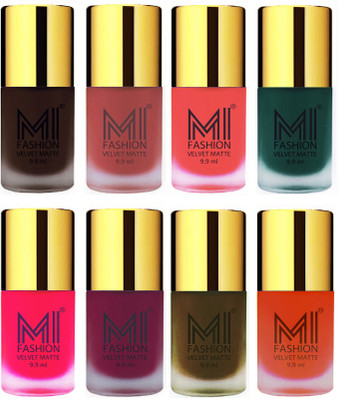 

MI Fashion Unique Velvet Matte Nail Polish Sets Cosmetics Nail Paint Dark Brown,Light Peach,Neon Orange,Dark Green,Neon Pink,Magenta,Olive Brown ,Orange(Pack of 8)