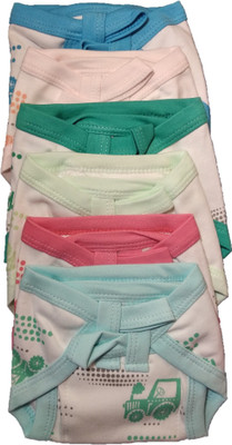 

Baby Shopiieee Cushioned/Padded Cotton Nappies for 0 to 3 Months - Pack of 6, Multicolor