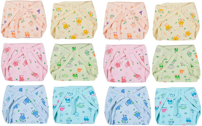 

Baby Shopiieee New Born Baby Cotton U Shape, Washable Reusable Padded Layer Nappy-Size 0-3 Months - Pack Of 12, Multicolor