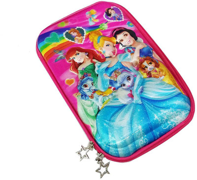 

Clastik Latest Beautiful Multipurpose Jumbo Pouch Super Hero Print for Stationery and Valuable FROZEN Art Canvas Pencil Box(Set of 1, Pink)