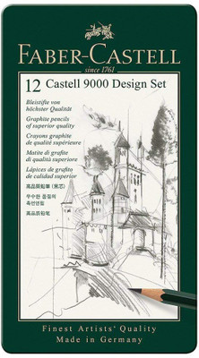 

Faber-Castell 9000 Art-Set of 12 (8B,7B,6B,5B,4B,3B,2B,B,HB,F,H&2H) pack of 1 Pencil(Set of 12, Grey)