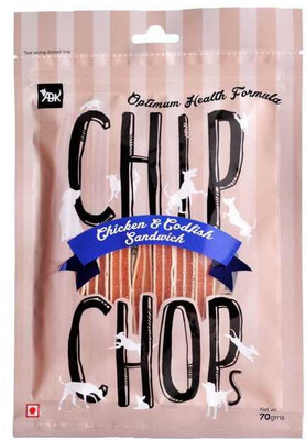 

Chip Chops Chicken & Codfish Sandwich Pack of 4 Chicken, Cod Dog Treat(70 g, Pack of 4)