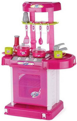 

Vnex Battery Operated Kitchen Play Set for Kids with Roll Play Kitchen Set Carry Case, with Led Lights & Sound (Multi Color)
