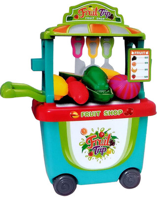 

Toyshine Bucket Cum Trolley vegetablet Set Play Cart Pretend Play Set Toy