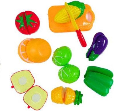 

New Pinch Combo of Educational Plastic Realistic Sliceable Fruit & Vegetable Cutting Pretend Play Set Toy for Kids