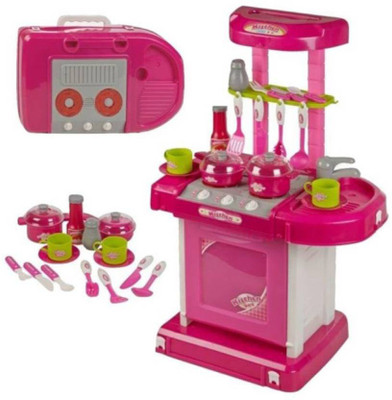 

latest radhe Latest Pink Plastic Portable Kitchen Set with Lights