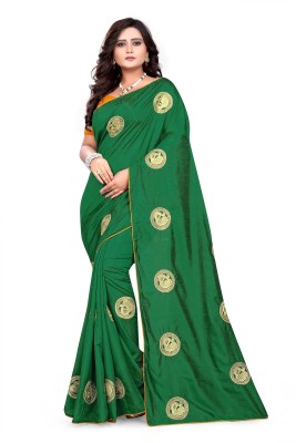 Arriva Fab Printed Bandhani Silk Blend Saree(Green)