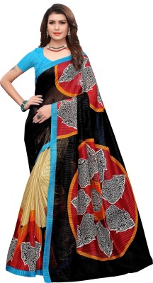 Ratnavati Printed Bollywood Art Silk, Cotton Silk Saree(Black)