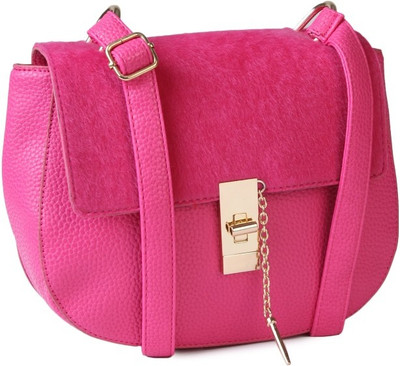 

Kleio Women Casual Pink PU Sling Bag