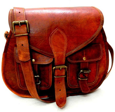 

dzcollections Women Casual Brown Genuine Leather Sling Bag