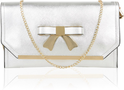 Kleio Women Evening/Party Silver Leatherette Sling Bag Flipkart