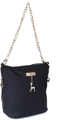 

Kleio Women Evening/Party Black Leatherette Sling Bag