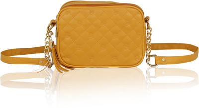 Kleio Women Casual Yellow Leatherette Sling Bag