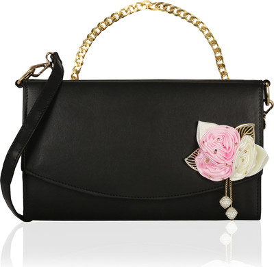 

Kleio Women Evening/Party Black PU Sling Bag