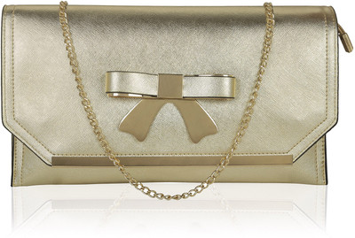 Kleio Women Evening/Party Gold Leatherette Sling Bag Flipkart