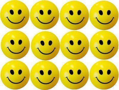 

ReneReit Cute Funny Yellow Smiley Face Squeeze Ball Set of 12 - 5 cm(Yellow)