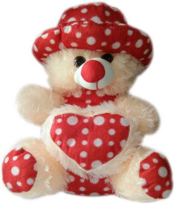 

ARC 1 FEET ATTRACTIVE SEATING CAP & HEART TEDDY BEAR - 34.5 cm(Beige)