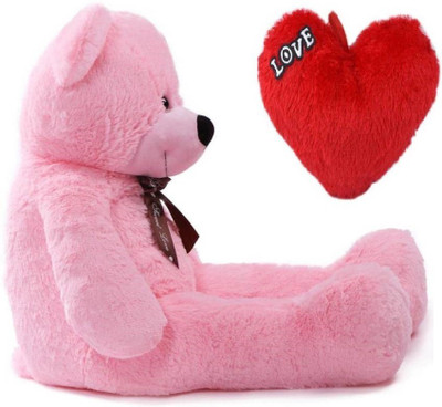 

THE HIGH THINKING TOYS Combo Offer Pack of Two Super Extra Large Pink Teddy Bear 5 Feet & Small Red heart For someone special - 152 cm(Pink)