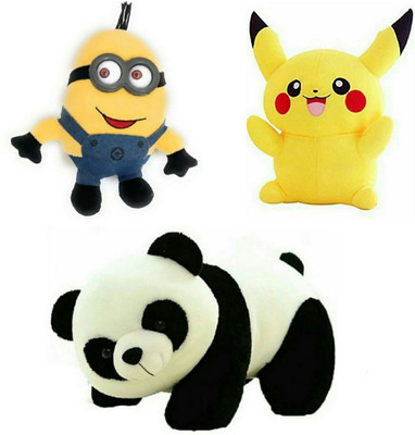 

soniya Enterprises cute Pikachu-41.5cm and panda-39cm and minion - 25 cm(Multicolor)