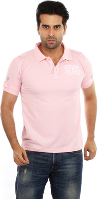 Got It Solid Men's Polo Neck Pink T-Shirt