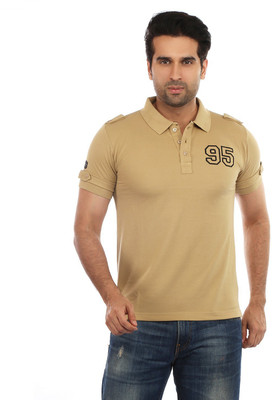 

Got It Solid Men's Polo Neck Beige T-Shirt