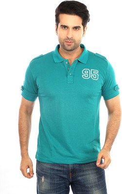 

Got It Solid Men's Flap Collar Neck Green T-Shirt