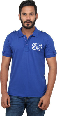 

Got It Solid Men's Polo Neck Blue T-Shirt