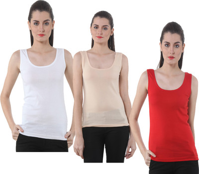IndiWeaves Casual No Sleeve Solid Women Multicolor Top