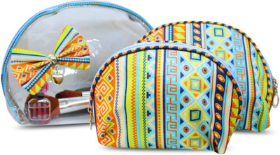 

Tied Ribbons Set of 3 Cosmetic Bag Storage for Women Travel Toiletry Kit(Multicolor)