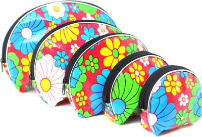 

Tied Ribbons Makeup Pouch Set of 5 for Women Girls Kids Travel Toiletry Kit(Multicolor)
