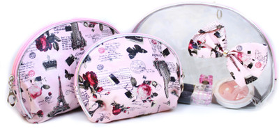 

Tied Ribbons Set of 3 Makeup Pouch for Women Cosmetic Travel Toiletry Kit(Multicolor)