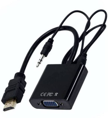 

techobucks TV-out Cable KM918 BLACK HDMI to VGA with Audio Adapter CONVERTER Cable HDMI Adapter (Black) TV-out Cable HDMI Male To VGA Female Cable 1080P Full Hd With Audio Aux Converter Adapter For Laptops (Black & White, For TV)(Black, For TV)