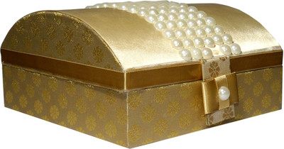 

PATNI CRAFT Pearl Velvete Box To Keep The Jewelry., To Keep The Other Makeup Accessories Vanity Box(Golden, White)